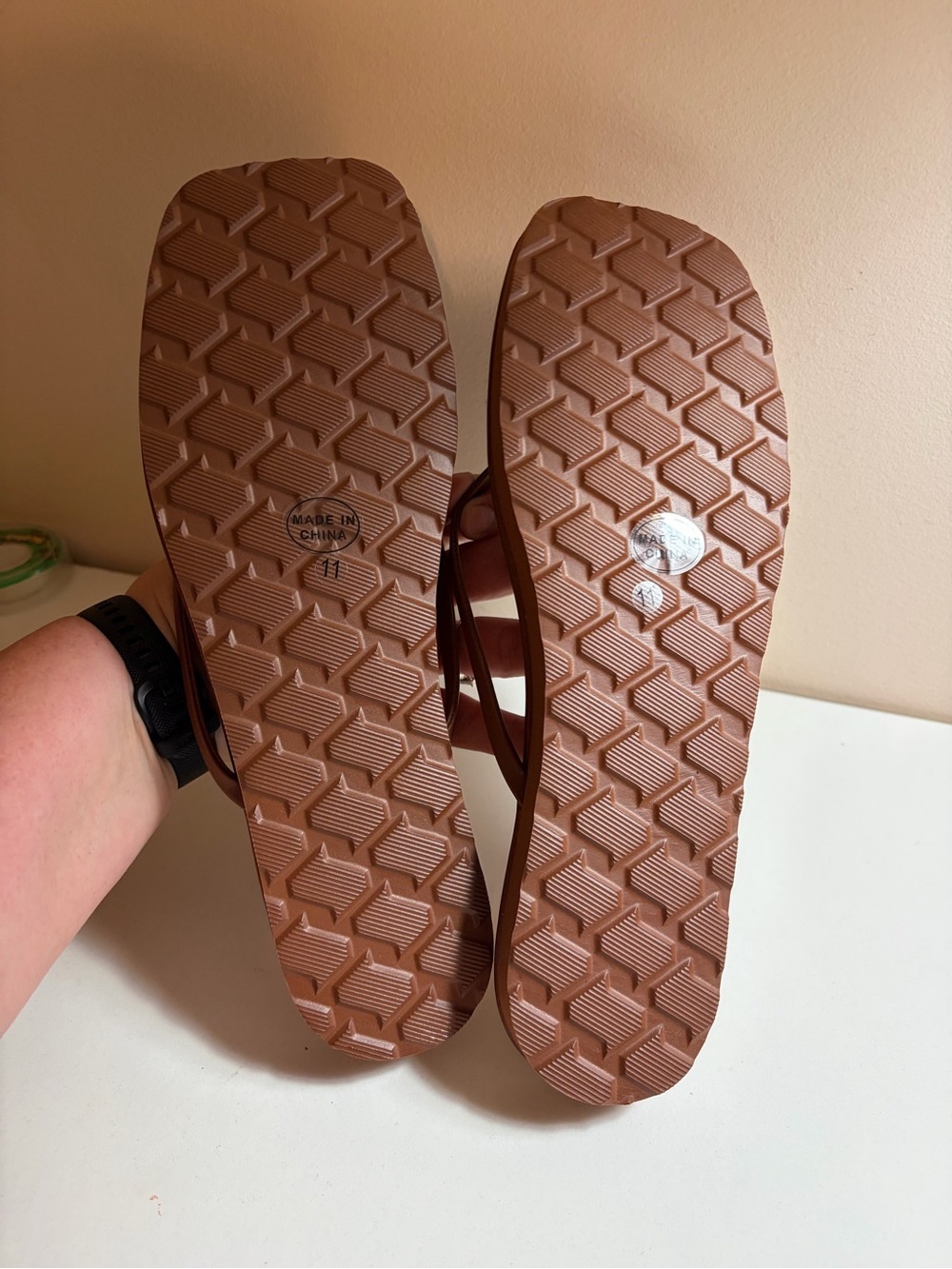 QIY Dark Brown Square Toe Platform Flip Flops | Size 11 | - Picture 3 of 3
